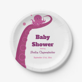 Roze octopus | Papieren Borden Bordje