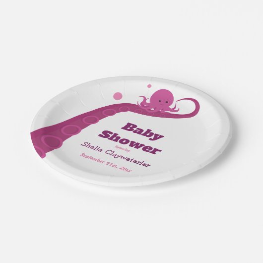 Roze octopus | Papieren Borden Papieren Bordje (Gekanteld)