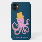 Roze Octopus Quirky Dansende Dier Gepersonaliseerd Case-Mate iPhone Case (Achterkant)