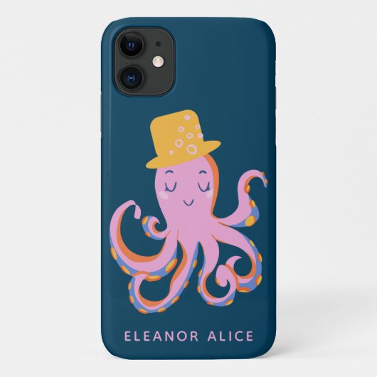 Roze Octopus Quirky Dansende Dier Gepersonaliseerd Case-Mate iPhone Case (Achterkant)