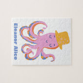 Roze Octopus Quirky Dansende Dier Gepersonaliseerd Legpuzzel (Horizontaal)
