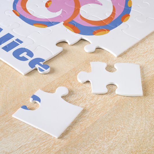 Roze Octopus Quirky Dansende Dier Gepersonaliseerd Legpuzzel (Zijkant)