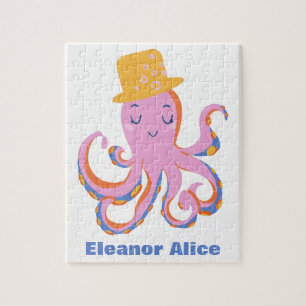 Roze Octopus Quirky Dansende Dier Gepersonaliseerd Legpuzzel