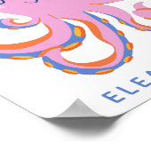 Roze Octopus Quirky Dansende Dier Gepersonaliseerd Poster (Hoek)