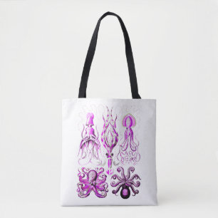 Roze octopus sealife oceaannautische strandkunst tote bag