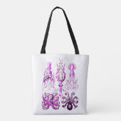 Roze octopus sealife oceaannautische strandkunst tote bag (Achterkant)