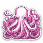 Roze octopus sticker (Voorkant)