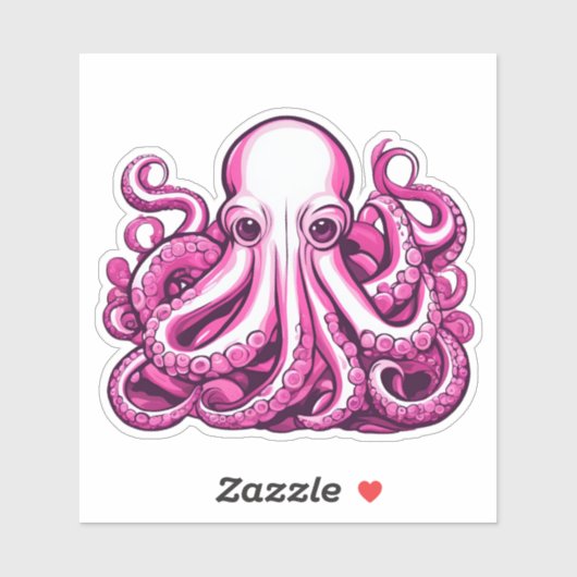 Roze octopus sticker (Vel)