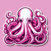 Roze octopus sticker