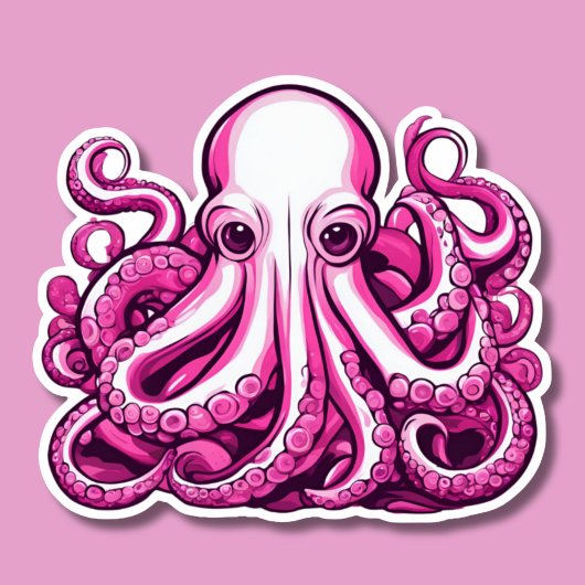 Roze octopus sticker