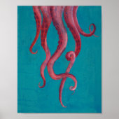 Roze Octopus Tentacles Acrylverf Poster (Voorkant)