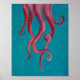 Roze Octopus Tentacles Acrylverf Poster