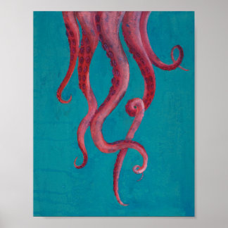 Roze Octopus Tentacles Acrylverf Poster