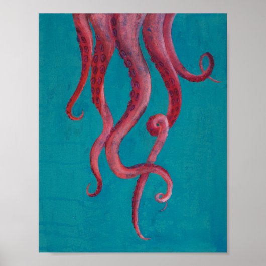 Roze Octopus Tentacles Acrylverf Poster (Voorkant)