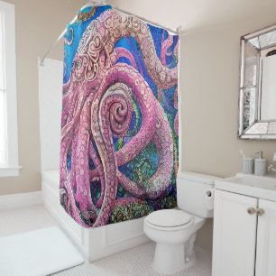 Roze octopus Tentacles Douchegordijn