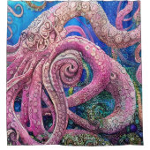 Roze octopus Tentacles Douchegordijn (Voorkant)
