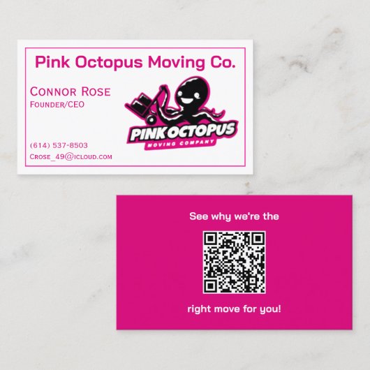 Roze Octopus  Visitekaartje (Voorkant / Achterkant)