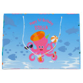 Roze octopus zomer baby meisje Verjaardagsfeest Groot Cadeauzakje (Voorkant)