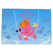 Roze octopus zomer baby meisje Verjaardagsfeest Groot Cadeauzakje (Achterkant)