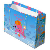 Roze octopus zomer baby meisje Verjaardagsfeest Groot Cadeauzakje (Voorkant Gekanteld)