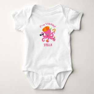 Roze octopus zomer baby meisje Verjaardagsfeest Romper