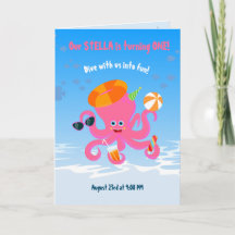 Roze octopus zomer baby meisje verjaardagsfeestje