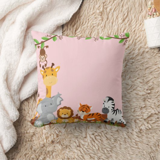 Roze Oerwoud Baby Animals Pillow Kussen (Deken)
