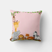 Roze Oerwoud Baby Animals Pillow Kussen (Voorkant)