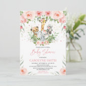 Roze Oerwoud Dieren Baby shower Kaart (Staand voorkant)