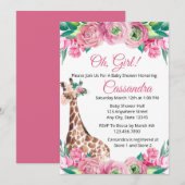 Roze Oerwoud Dierlijke Giraffe Meisje Baby shower Kaart (Voorkant / Achterkant)