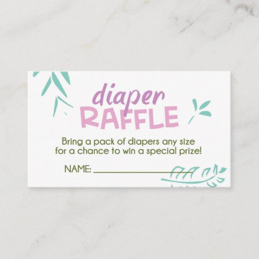 Roze Oerwoud Luier Raffle Ticket Informatiekaartje (Voorkant)
