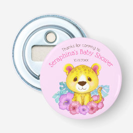 Roze Oerwoud Luipaard Baby shower Dank je cadeau Button Flesopener