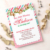 Roze Oerwoud Monkey Safari Animal Birthday Kaart