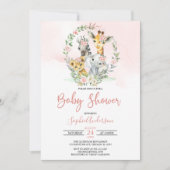 Roze Oerwoud Safari Baby shower Kaart (Voorkant)