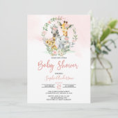 Roze Oerwoud Safari Baby shower Kaart (Staand voorkant)