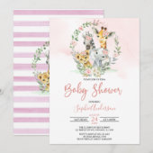 Roze Oerwoud Safari Baby shower Kaart (Voorkant / Achterkant)