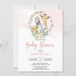 Roze Oerwoud Safari Baby shower Kaart