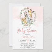 Roze Oerwoud Safari Baby shower Kaart (Voorkant)