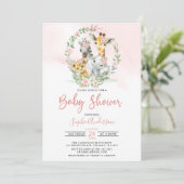 Roze Oerwoud Safari Baby shower Kaart (Staand voorkant)