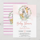 Roze Oerwoud Safari Baby shower Kaart (Voorkant / Achterkant)