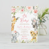 Roze Oerwoud Safari Baby shower Kaart (Staand voorkant)