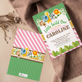 Roze Oerwoud Safari dierentuin Baby shower Kaart