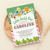 Roze Oerwoud Safari dierentuin Baby shower Kaart