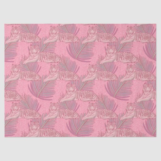 Roze Oerwoud tijgerpatroon Tissuepapier (Voorkant)