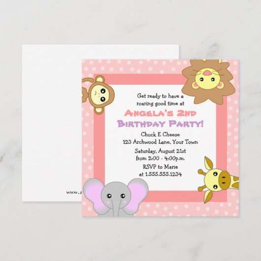 Roze Oerwouden Birthday-uitnodigingen Kaart (Voorkant / Achterkant)