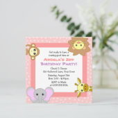 Roze Oerwouden Birthday-uitnodigingen Kaart (Staand voorkant)