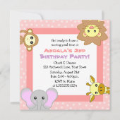 Roze Oerwouden Birthday-uitnodigingen Kaart (Voorkant)