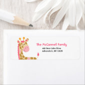 Roze Oerwouden Giraffe AFDRUKBARE ADRESETIKETTEN Etiket (Insitu)