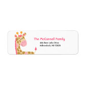 Roze Oerwouden Giraffe AFDRUKBARE ADRESETIKETTEN Etiket (Voorkant)