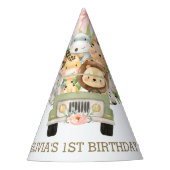 Roze Oerwouden Safari Birthday Feesthoedjes (Voorkant)